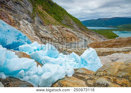 Part Of Blue Svartisen Glacier In Norway