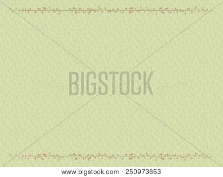 Vegetable Green Light Background With A Border Of Interwoven Loaches Of Graceful Branches With Light