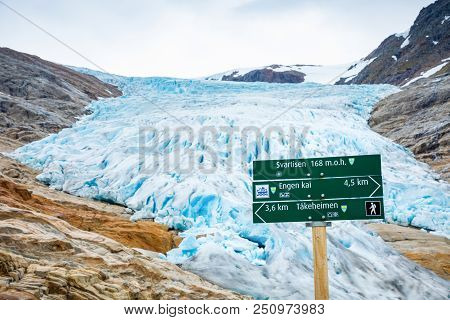 Pointer To Svartisen Glacier In North Norway