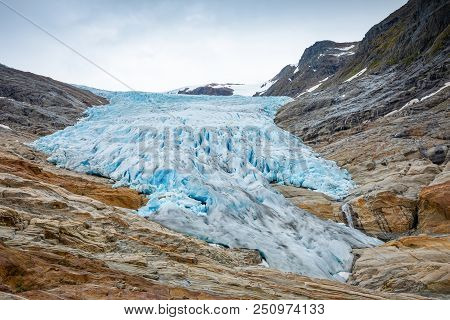 The Blue Svartisen Glacier In North Norway