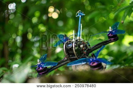Blue Race Drone For Fpv First Person View For Racing With Quadcopters With Vibrant Colors In Nature 