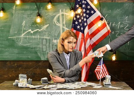 Economy And Finance. Patriotism And Freedom. Independence Day Of Usa. Corruption. American Education