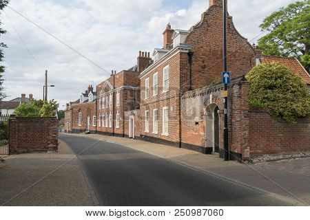 Beccles, Suffolk, Uk, July 2018 - Historic Montagu House And Other Buildings In Northgate, Beccles, 