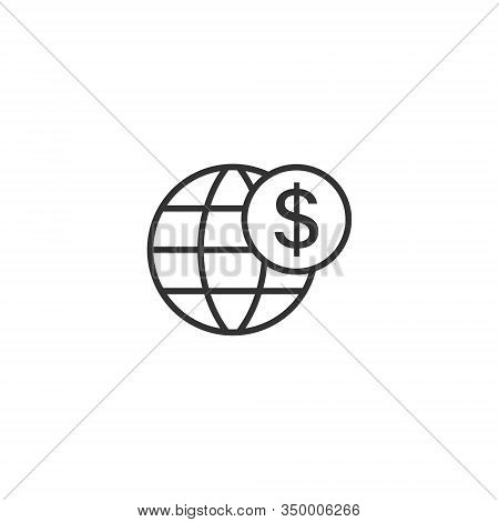 Global Business Icon In Flat Style. Money Transaction Vector Illustration On White Isolated Backgrou