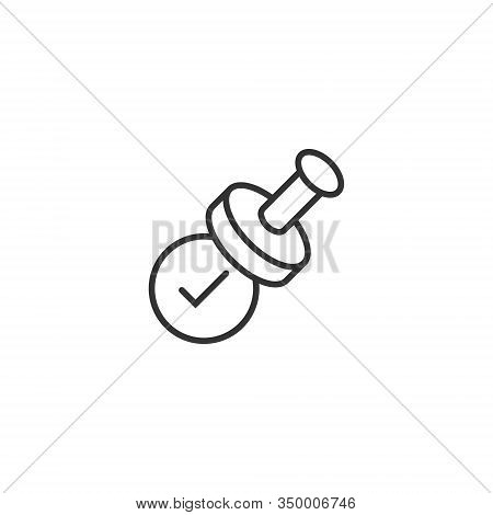 Approve Stamp Icon In Flat Style. Accept Check Mark Vector Illustration On White Isolated Background