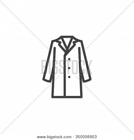 Elegant Men Coat Line Icon. Linear Style Sign For Mobile Concept And Web Design. Long Stylish Coat O