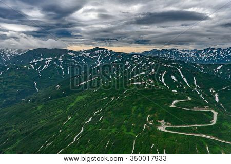 Panoramic View Of The City Petropavlovsk-kamchatsky And Volcanoes: Koryaksky Volcano, Avacha Volcano
