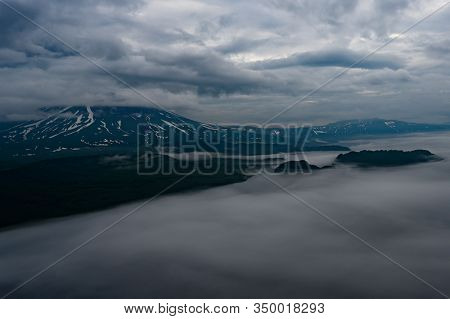 Panoramic View Of The City Petropavlovsk-kamchatsky And Volcanoes: Koryaksky Volcano, Avacha Volcano