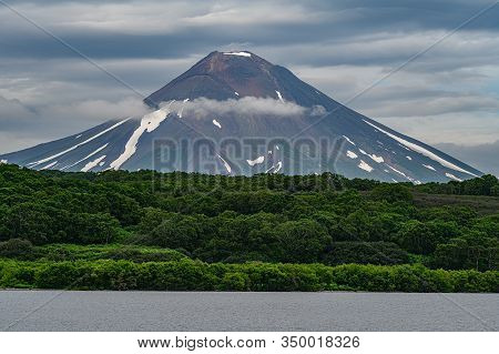 Panoramic View Of The City Petropavlovsk-kamchatsky And Volcanoes: Koryaksky Volcano, Avacha Volcano