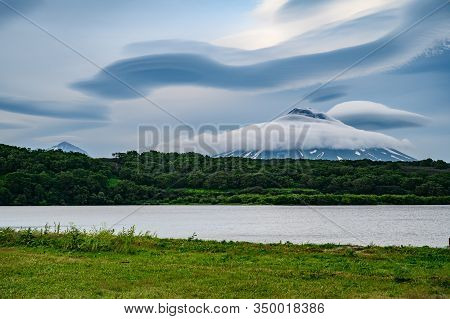 Panoramic View Of The City Petropavlovsk-kamchatsky And Volcanoes: Koryaksky Volcano, Avacha Volcano