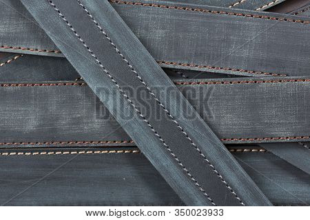 Grey Leather Strap Isolated. Can Be Used As Background In Art Or Design Projects.