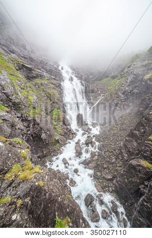 Waterfall And Bridge On The Norwegian Scenic Route Geiranger - Trollstigen In Sunnmore Region, More 