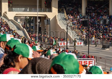 Amritsar, India - Febuary 8, 2020: Indian Women Prepare To Dance In The Parade As The Indian Border 