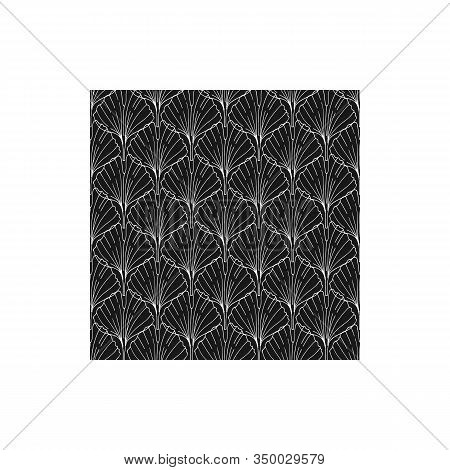 Ginkgo Biloba Seamless Pattern On Black Background. Vector Illustration.