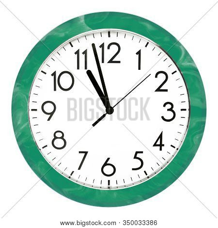 Blue Wall Clock. Isolated On White Background. High Quality Photo.