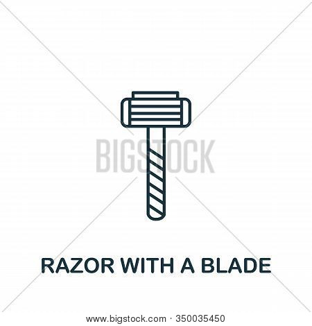 Razor With A Blade Icon From Barber Shop Collection. Simple Line Element Razor With A Blade Symbol F