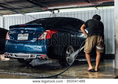 Cleaning The Car (car Detailing) At Car Care Shop
