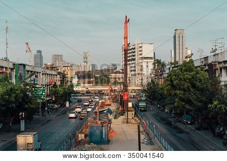 Cars On Busy Road In The City With Traffic Jam