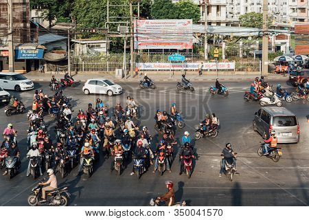 Cars On Busy Road In The City With Traffic Jam
