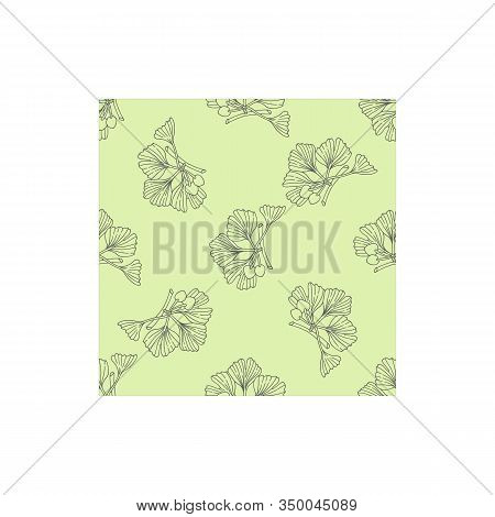 Seamless Pattern With Leaves Ginkgo Biloba. Vector Illustration, Hand Drawn.