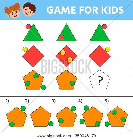Education Logic Game For Kids Development Of Logic Iq. Kids Activity Sheet. Geometric Figure. Childr
