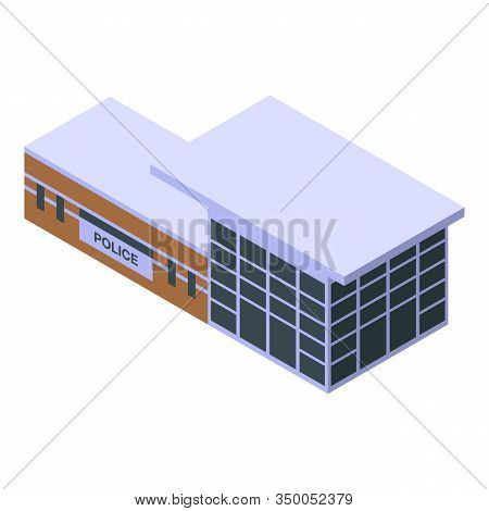 Police Station Icon. Isometric Of Police Station Vector Icon For Web Design Isolated On White Backgr