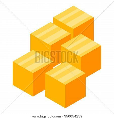 Cutted Mango Cubes Icon. Isometric Of Cutted Mango Cubes Vector Icon For Web Design Isolated On Whit