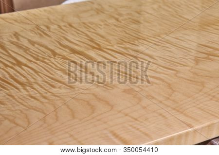 Sycamore Maple Cabinet Door In Workshop. High Gloss Cabinet Door. Furniture Manufacture