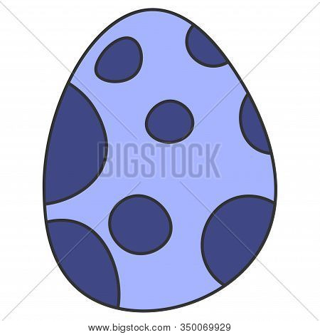 Cute Cartoon Dinosaur Egg. Blue Dinosaur Egg Isolated On A White Background. Vector Illustration.