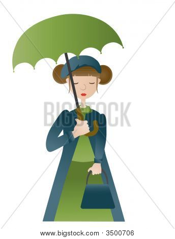 Menina segurando guarda-chuva Vector