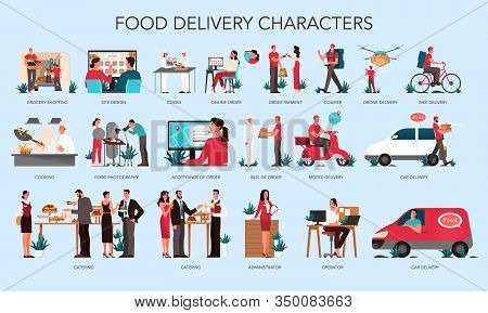 Restaurant And Food Delivery Staff Set. Reastaurant Industry