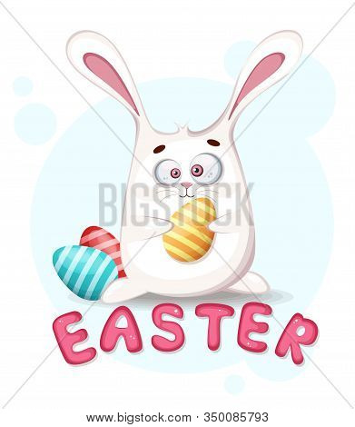 Funny Easter Rabbit. Cute Easter Rabbit Cartoon Character. Stock Vector Illustration.