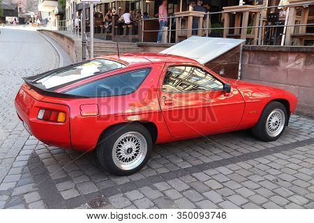 Nuremberg, Germany - May 7, 2018: Porsche 928 S Oldtimer Sports Car Parked In Germany. There Were 45