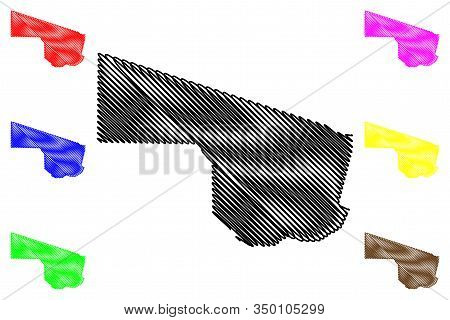 Southern District (districts Of Botswana, Republic Of Botswana) Map Vector Illustration, Scribble Sk