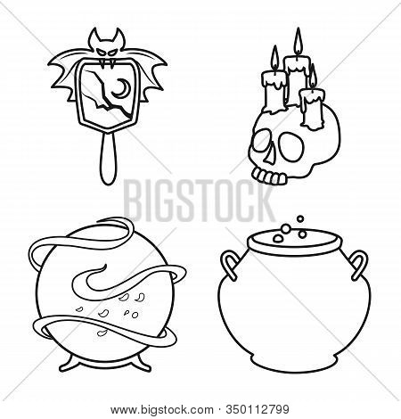 Vector Illustration Of Occult And Magical Logo. Set Of Occult And Gothic Vector Icon For Stock.