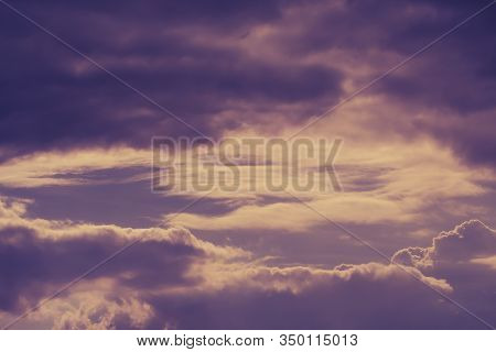 Beautiful Purple Dramatic Sky With Stormy Clouds,