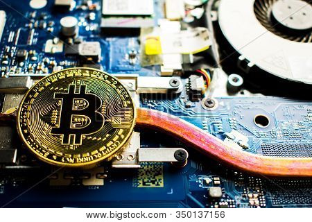 Bitcoin Coin Instead Of Processor On Computer.