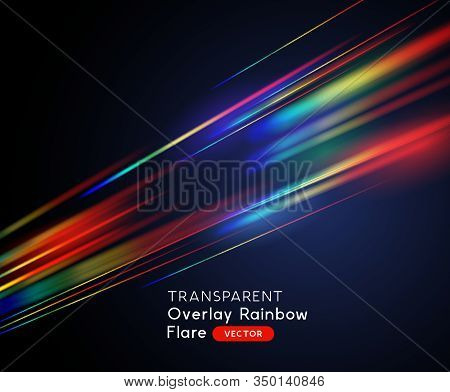 Rainbow Light Streaks Optical Lens Floare Effects. Vector Illustration.