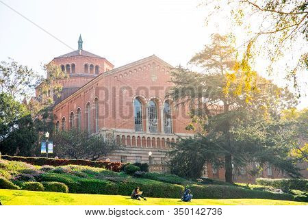 Los Angeles/usa- 02.02.2020 :  Ucla University Of California At Los Angeles Campus Building Red Bric