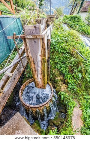 Old Wooden Washing Mashine On Una River In Bosnia And Herzegovina, Europe