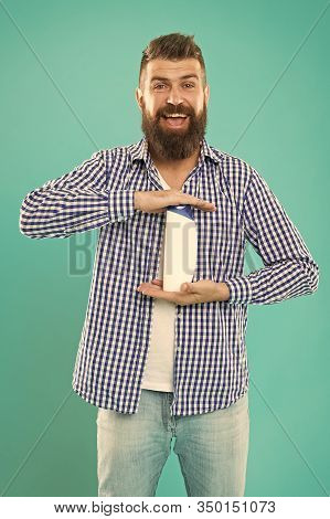 Personal Hygiene. Hair Care. Shampoo For Daily Use. Body Care Cosmetic Bath Shower. Man Hold Shampoo