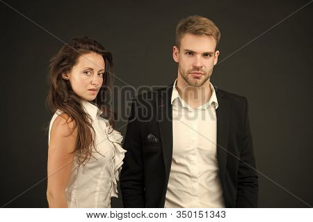Employee In Employment. Professional Female Employee And Businessman. Sexy Administrative Employee A