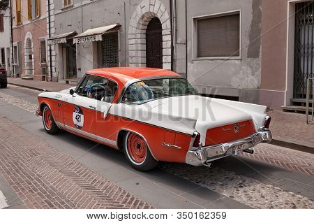 Vintage American Car Studebaker Golden Hawk  (1956) In Classic Historical Race Mille Miglia. Gatteo,