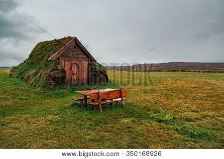 Little Church Geirsstadakirkja In Borgarfjordur Eystri In East Iceland In A Cloudy Day