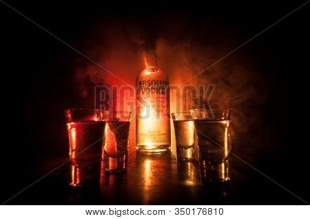 Baku, Azerbaijan - Feb 09, 2020: Absolut Vodka Is A Brand Of Vodka, Produced Near Ahus, In Sweden. O