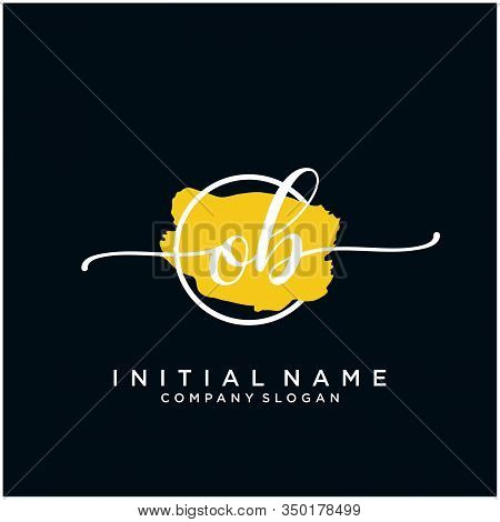 Ob Initial Handwriting Logo Design With Brush Circle. Logo For Fashion,photography, Wedding, Beauty,