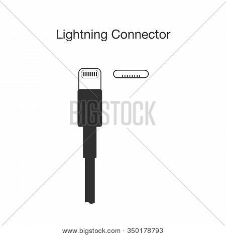 Lightning Male Female Connector Flat Vector Icon For Apps And Websites. Stock Vector Illustration Is