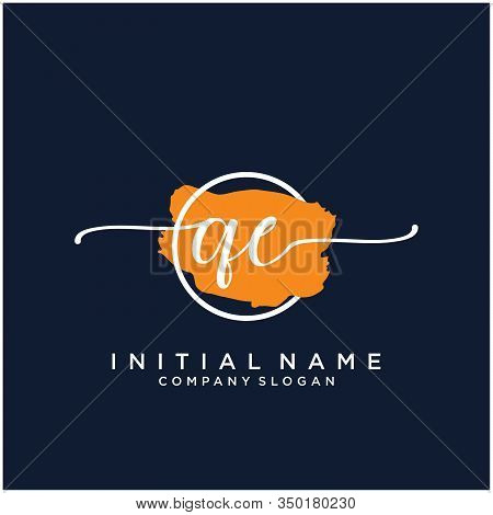 Qe Initial Handwriting Logo Design With Brush Circle. Logo For Fashion,photography, Wedding, Beauty,