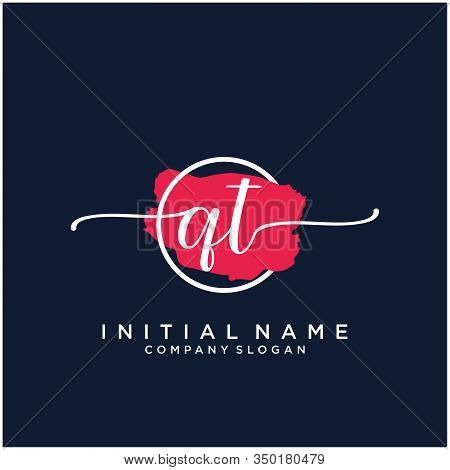 Qt Initial Handwriting Logo Design With Brush Circle. Logo For Fashion,photography, Wedding, Beauty,