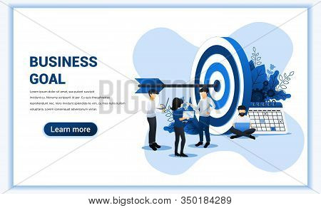 Business Web Banner Concept Design. People Work To Achieve Business Target. Reach The Target Busines